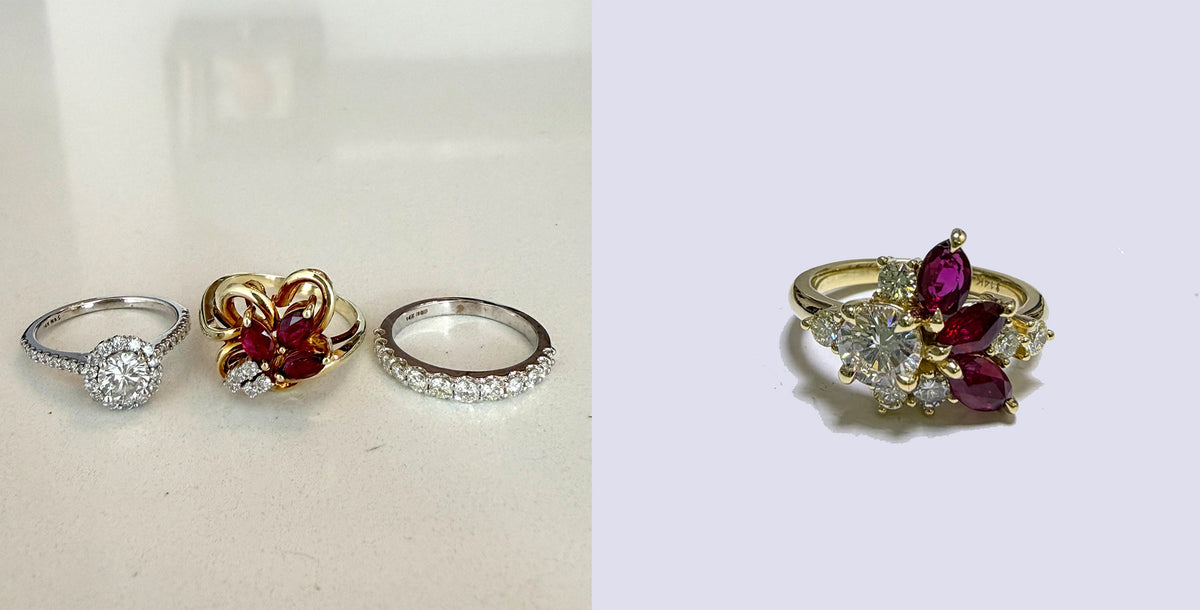 JEWELRY REDESIGN STORY #89: HER MOTHER'S STONES, A RING JUST FOR HERSELF