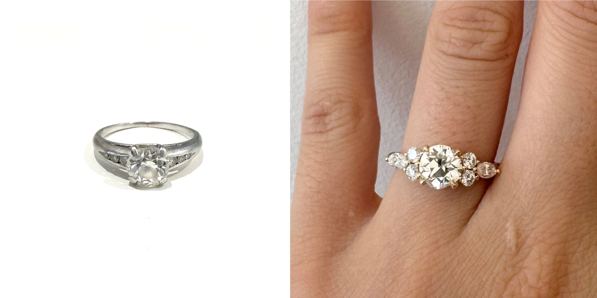 JEWELRY REDESIGN STORY #72: A Feminine Engagement Ring Redesign
