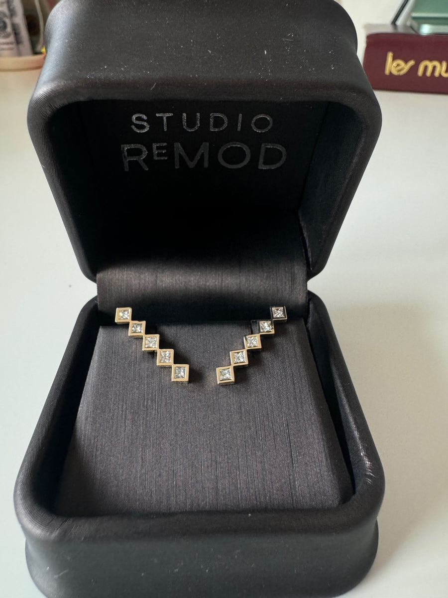 Lyndsay- diamond line earrings - remaining balance