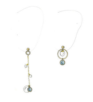 Paris - Pendant and earrings in 14k gold - 70% deposit