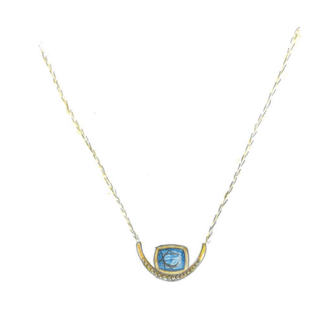 Paris - Pendant and earrings in 14k gold - 70% deposit