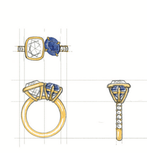 Ryan - 14k Yellow Diamond and Blue sapphire ring - 70% initial invoice