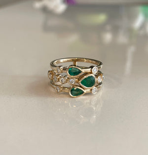 Suzanne - 14k yellow gold emerald ring - remaining balance