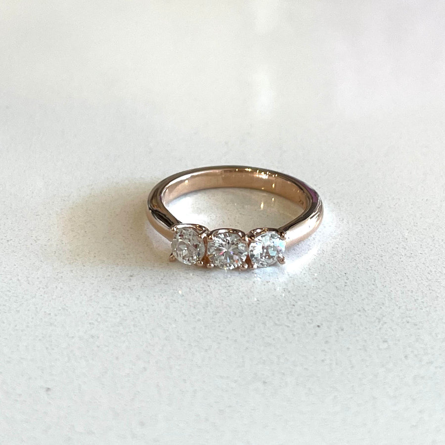 Jill - 14k rose gold 3 stone ring - remaining