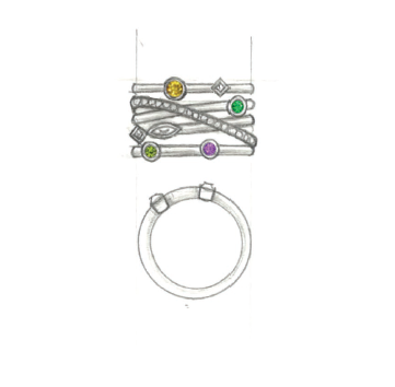 Dionne - Platinum with diamonds and birthstones - 70% deposit