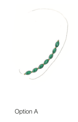 Karen -  Marquise emerald ear climber in 14k yellow gold - remaining balance