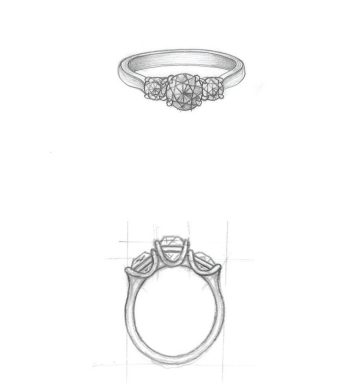 Jill - 14k rose gold 3 stone ring - 70% deposit