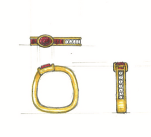 Kiai - 14k yellow gold ruby and diamond ring - 70% deposit