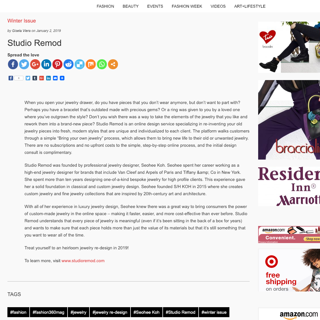 Studio Remod in winter issue, Fashion 360 Magazine